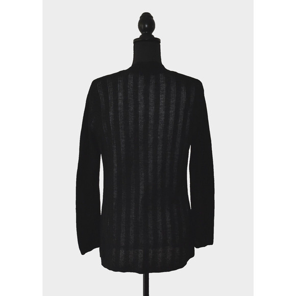 A5 NEW EILEEN FISHER Black Organic Linen & Silk Knit Open Front Cardigan Size PS - Picture 3 of 5